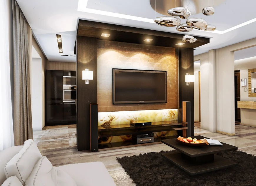 Точечное освещение, скрытая подсветка в мужском интерьере