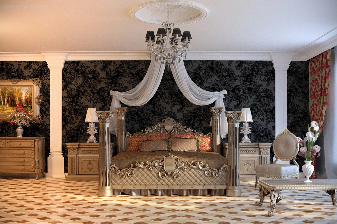 Обивка мебели хлопком, шелком, атласом благородных сдержанных расцветок с ненавязчивым рисунком - идеальный вариант для благородной и роскошной спальни.