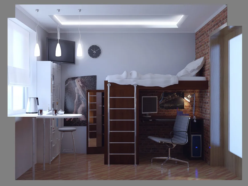 На втором этаже удачно разместится полноценная зона отдыха с телевизором.