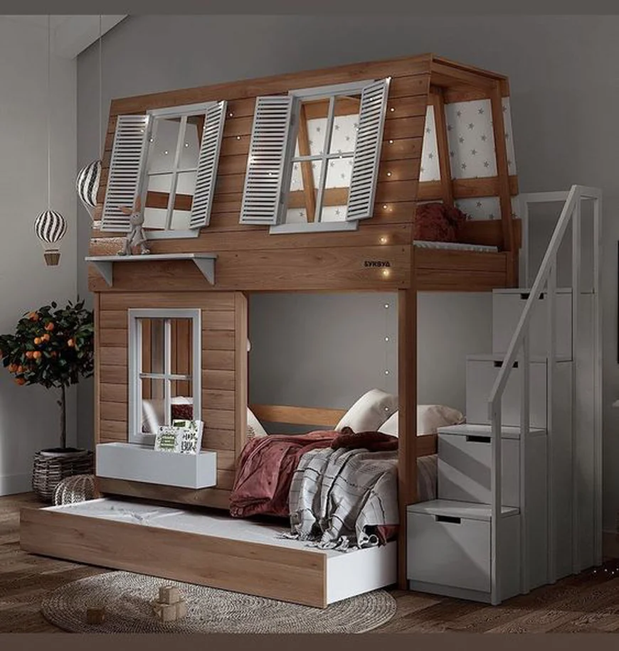 Кровать с домиком из фанеры ФСФ Кровать с домиком из фанеры ФСФ