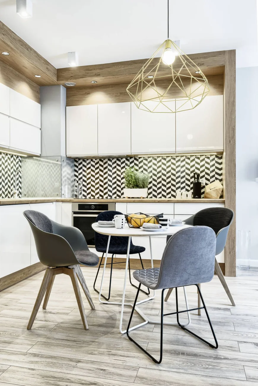 Черно-белый кухонный фартук. Скандинаский стиль Черно-белый кухонный фартук. Скандинаский стиль