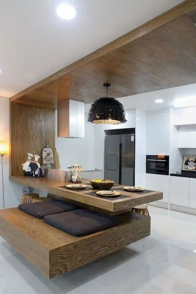 дерево в дизайне кухни