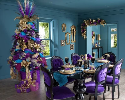 декор интерьера в насыщенном синем, зеленом, голубом, салатовом, желтом, золотом, коричневом цветах