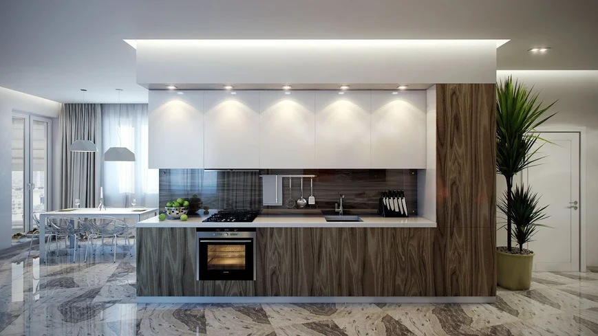 Современная прямая кухня.