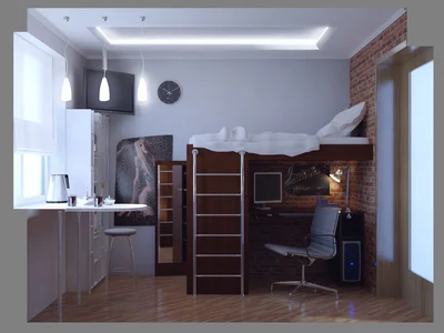 На втором этаже удачно разместится полноценная зона отдыха с телевизором.