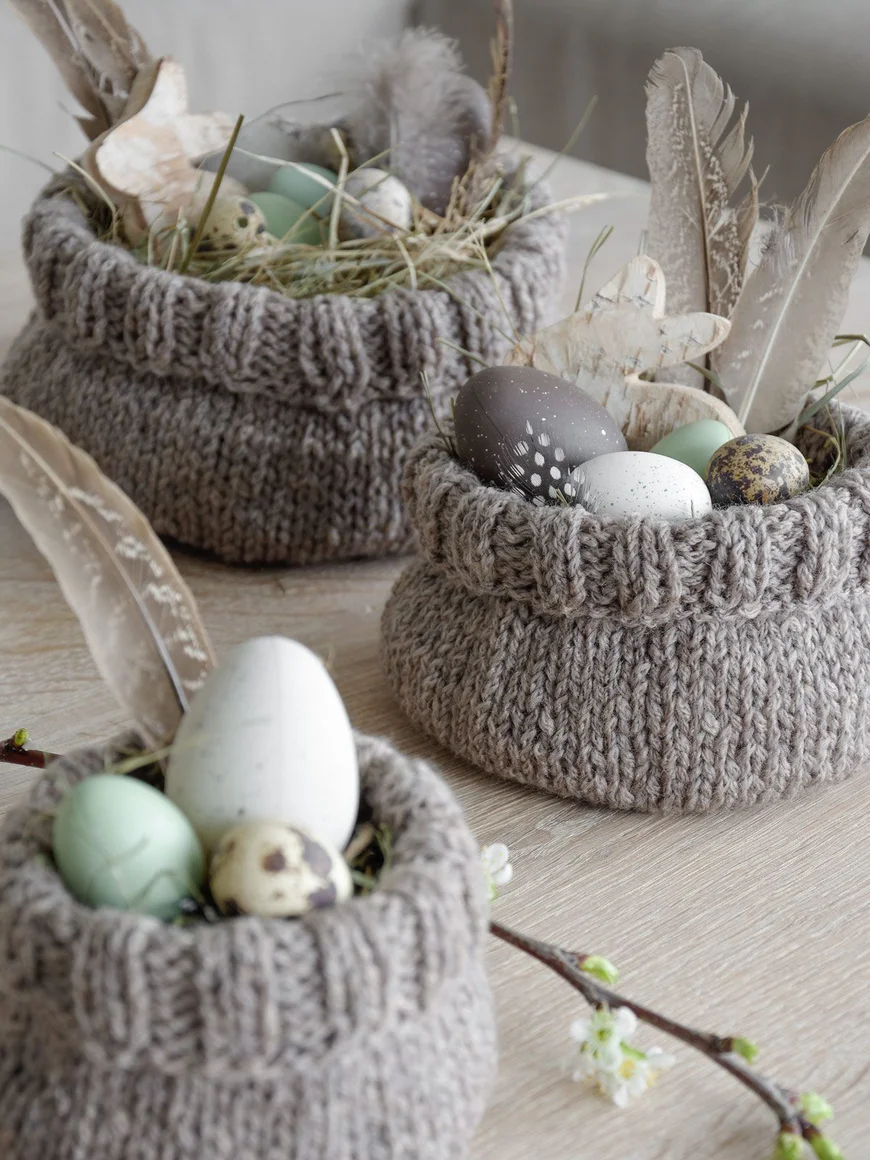 Пасхальный декор. Вязанные гнезда