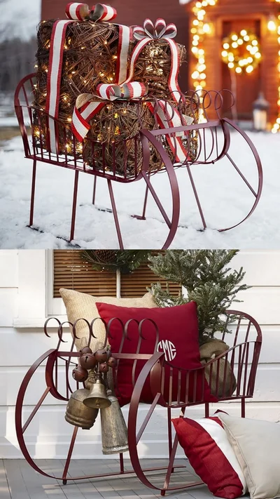 Декоративные сани для зимнего сада