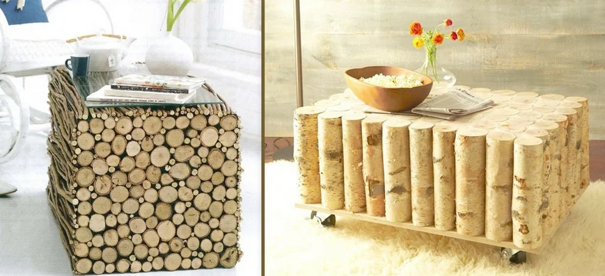 Стол из спиленного дерева