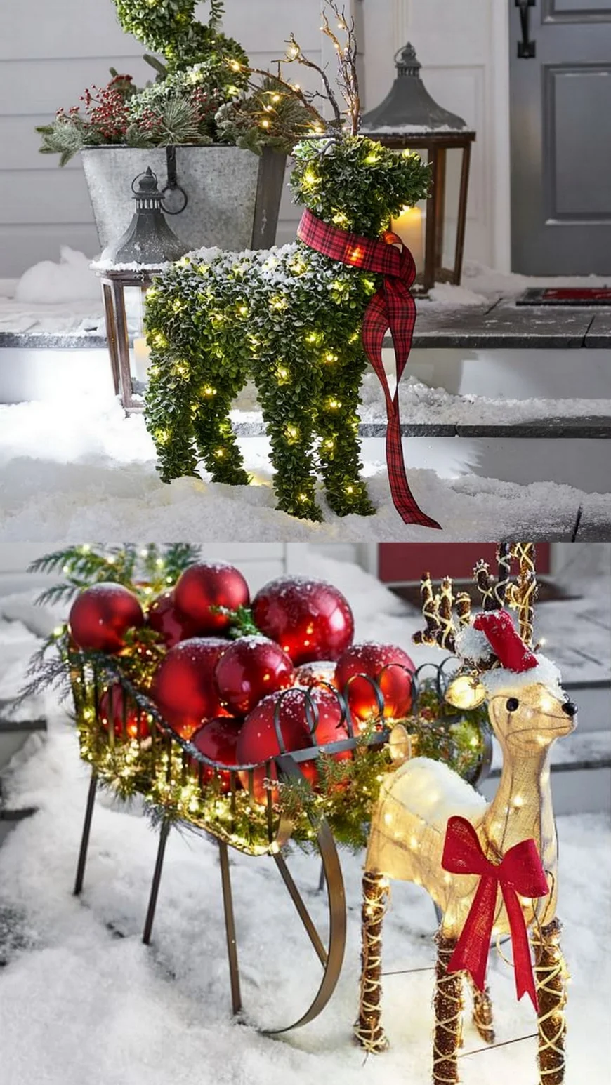 Уличные проволочные фигуры - олени Санты