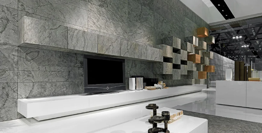 Каменный шпон в интерьере.