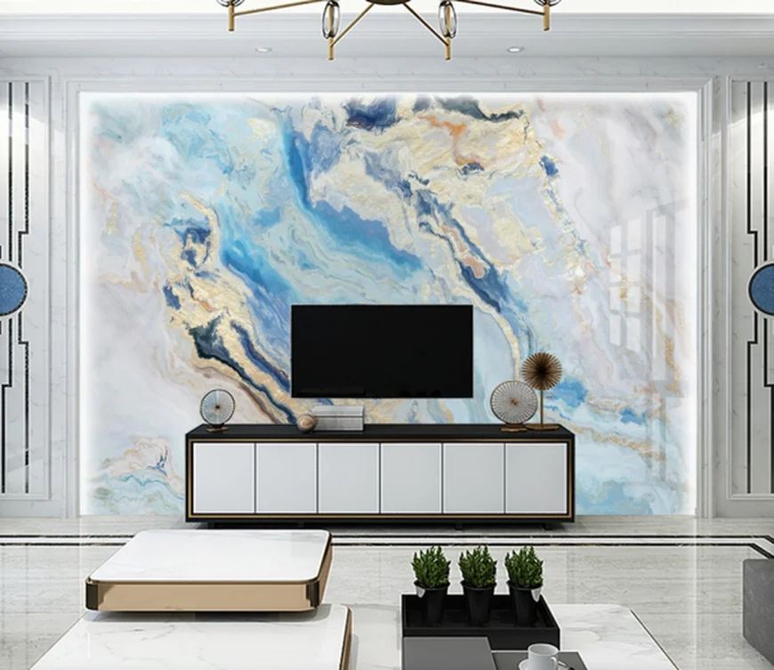 Фотошпалери «Білий і синій мармур», арт u04202 від Uwalls