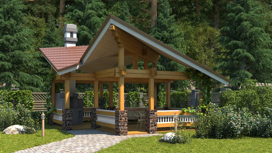 Беседка с барбекю