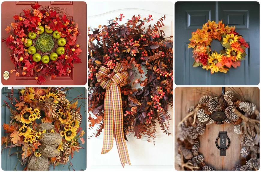 Декоративный венок из осенних листьев