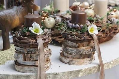 Пасхальный декор. Подсвечники из деревянных спилов