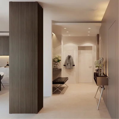 Не забудьте разместить полочки при входе, где можно положить ключи, зонт, почту, повесить сумку