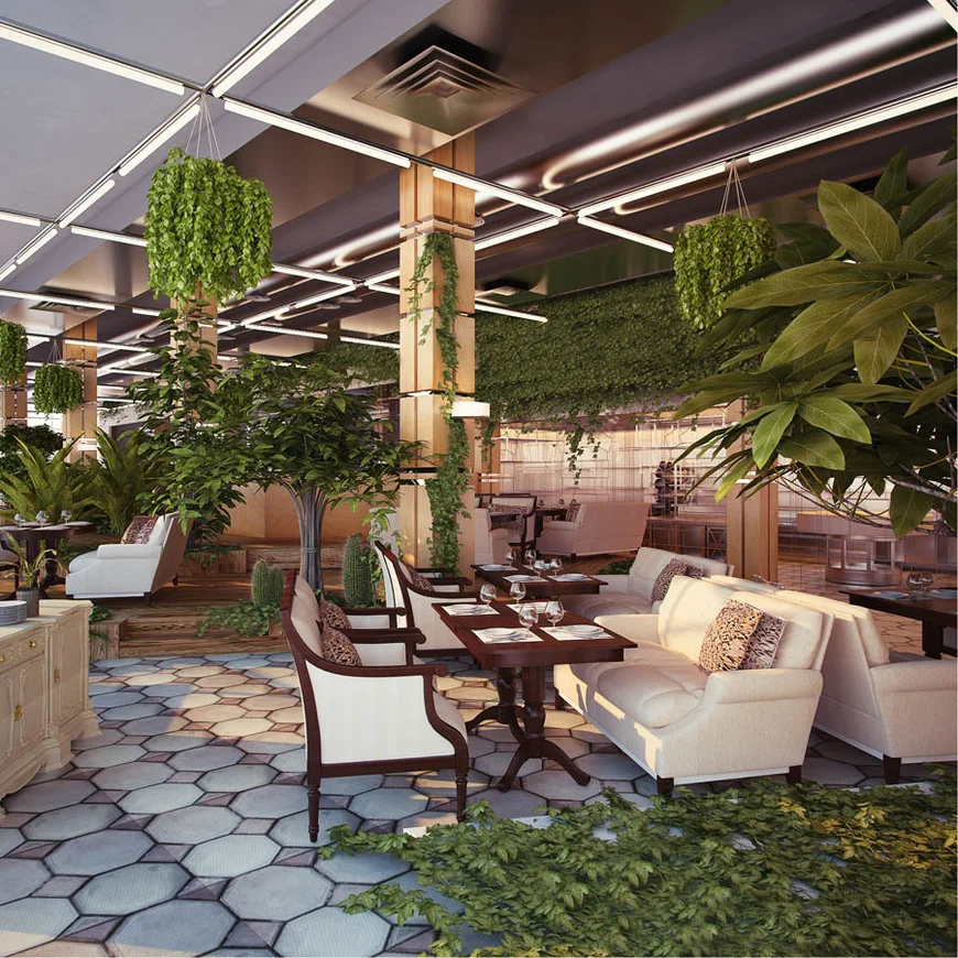 Эко стиль в интерьере ресторана