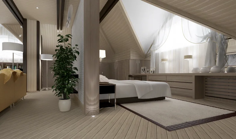 Дизайн интерьера спальни в мансарде