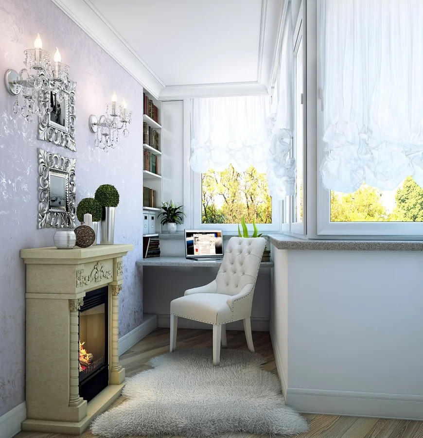 Оформление балкона и комнаты дожно быть в одном стиле и цвете. Это сделает пространство единым