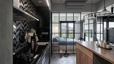 Дизайн черной кухни.