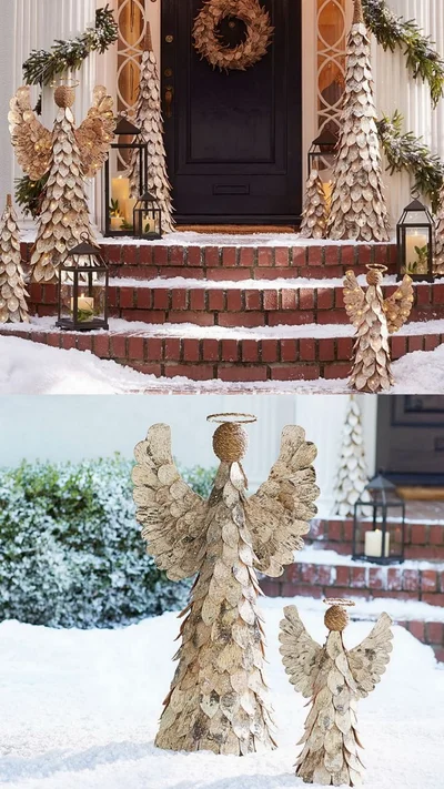 Фигурки елей и ангелов из дерева