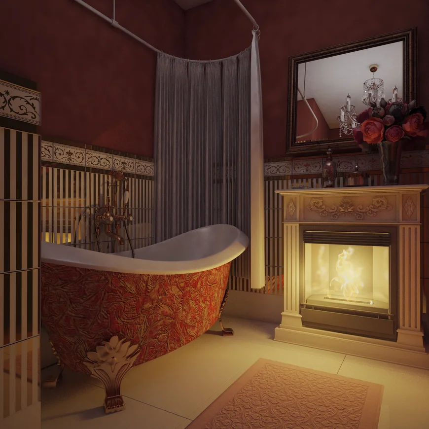  Камин в ванной комнате фото.