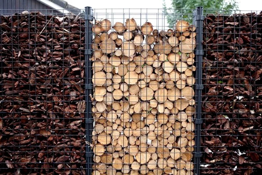 Деревянные брусы и спилы  используют во временных сезонных габионах