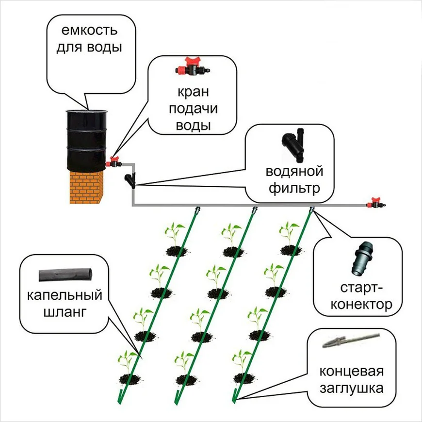Капельный полив самотеком