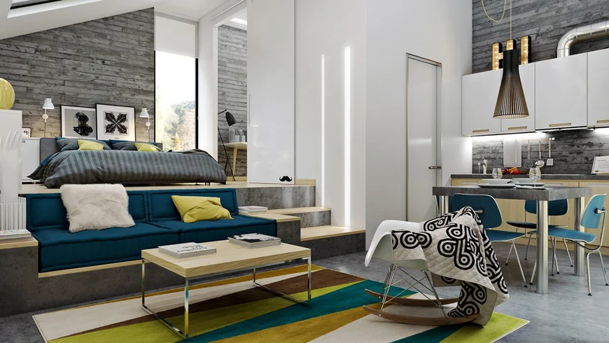 Сделайте яркие точечные акценты: плакаты, ковры, необычная мебель Сделайте яркие точечные акценты: плакаты, ковры, необычная мебель