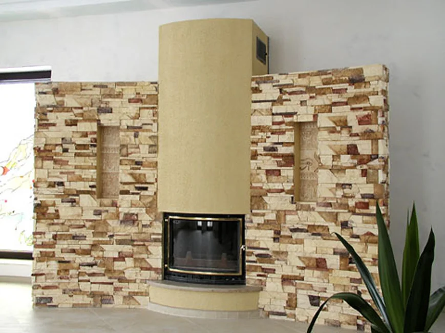 Камин, облицованный камнем