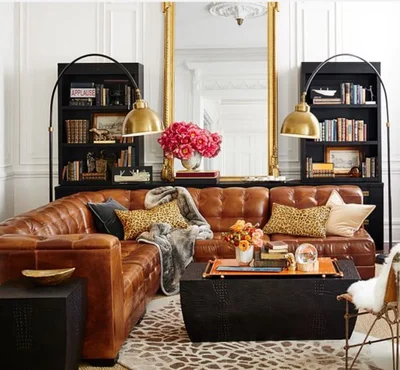 Кожаный угловой диван